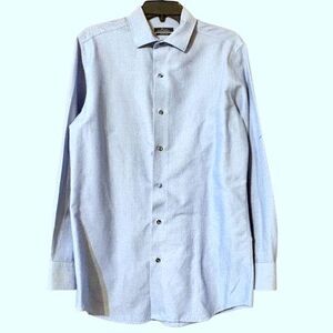 Marc Anthony Mens Blue Button Up Slim Fit Size 16 32/33 Long Sleeve Collared